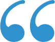 Blue quotation marks symbol for testimonials or patient reviews section.