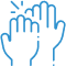 Two hands reaching upward with sparkles, suggesting help, support, or celebration.